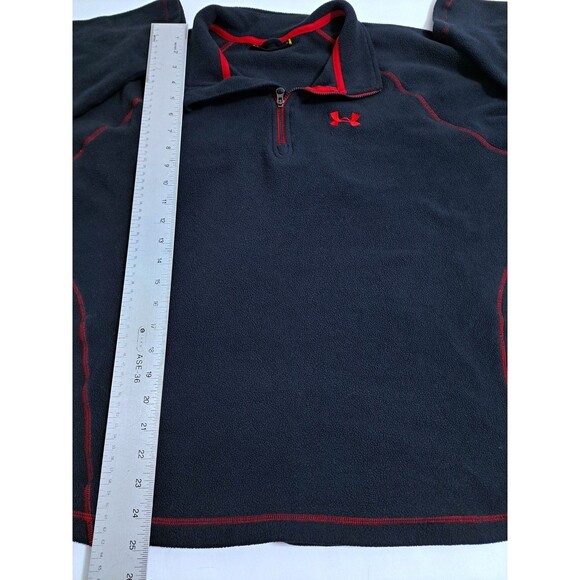 Under Armour Men's Large Black Red Fleece Pullover 1/4 Zip Run Gym Sweater - Picture 7 of 8